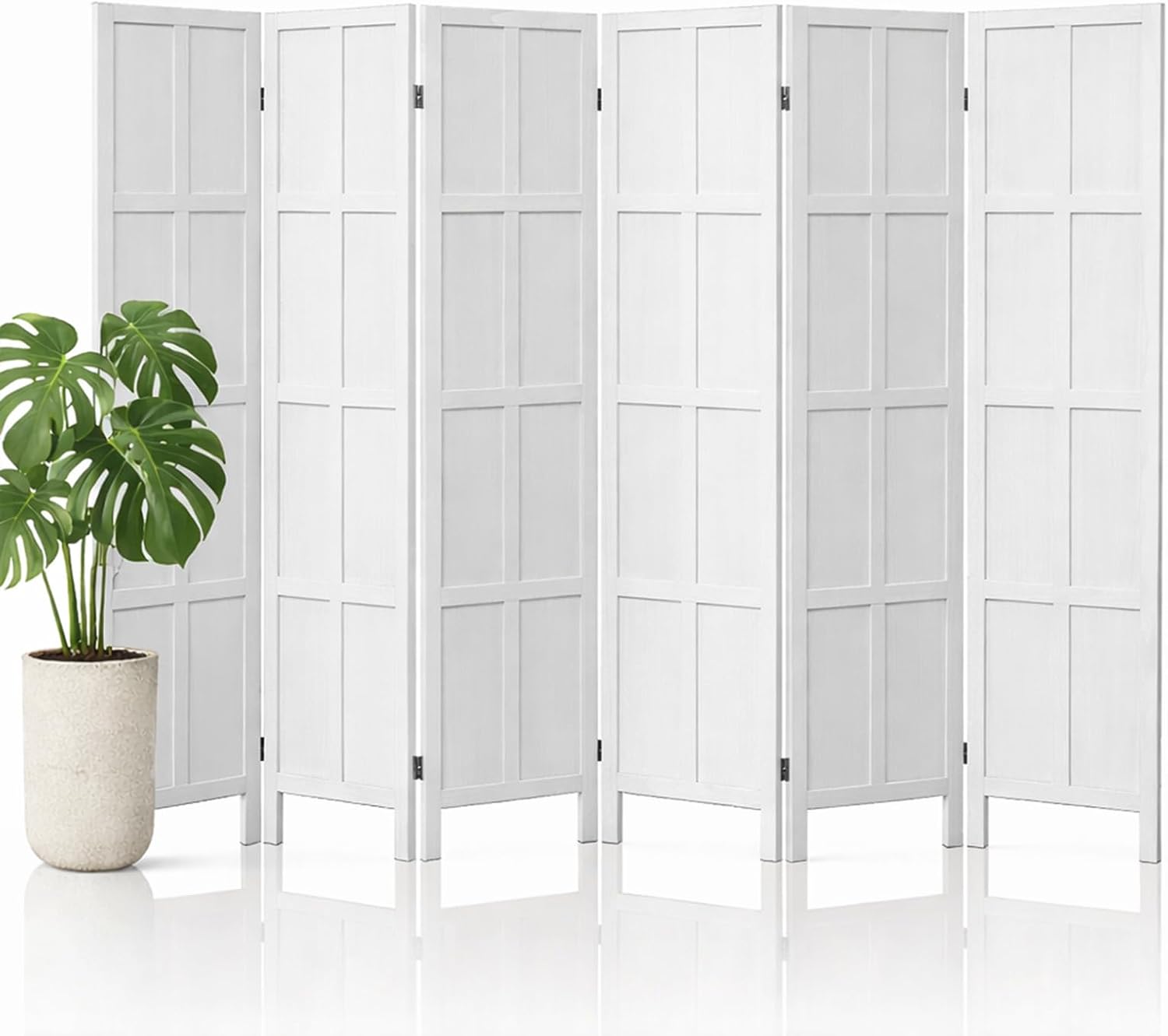 Partition Screen Divider - 6 Panel Wood Room Divider and