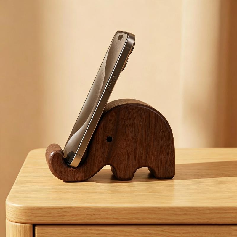 Desk Organizer - Simple Solid Wood Black Walnut Phone