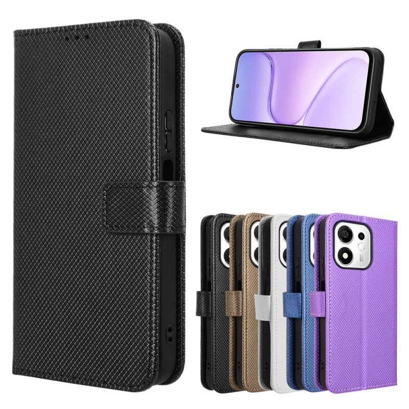 Bookshelf - Plain Leather Flip Wallet Case For