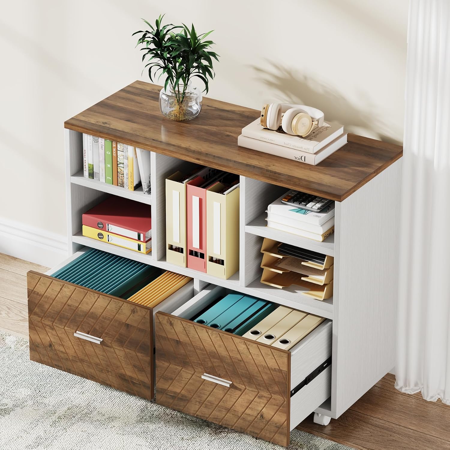 2-Drawer Wood File Cabinet, Mo - Printer Stand 评论和价格