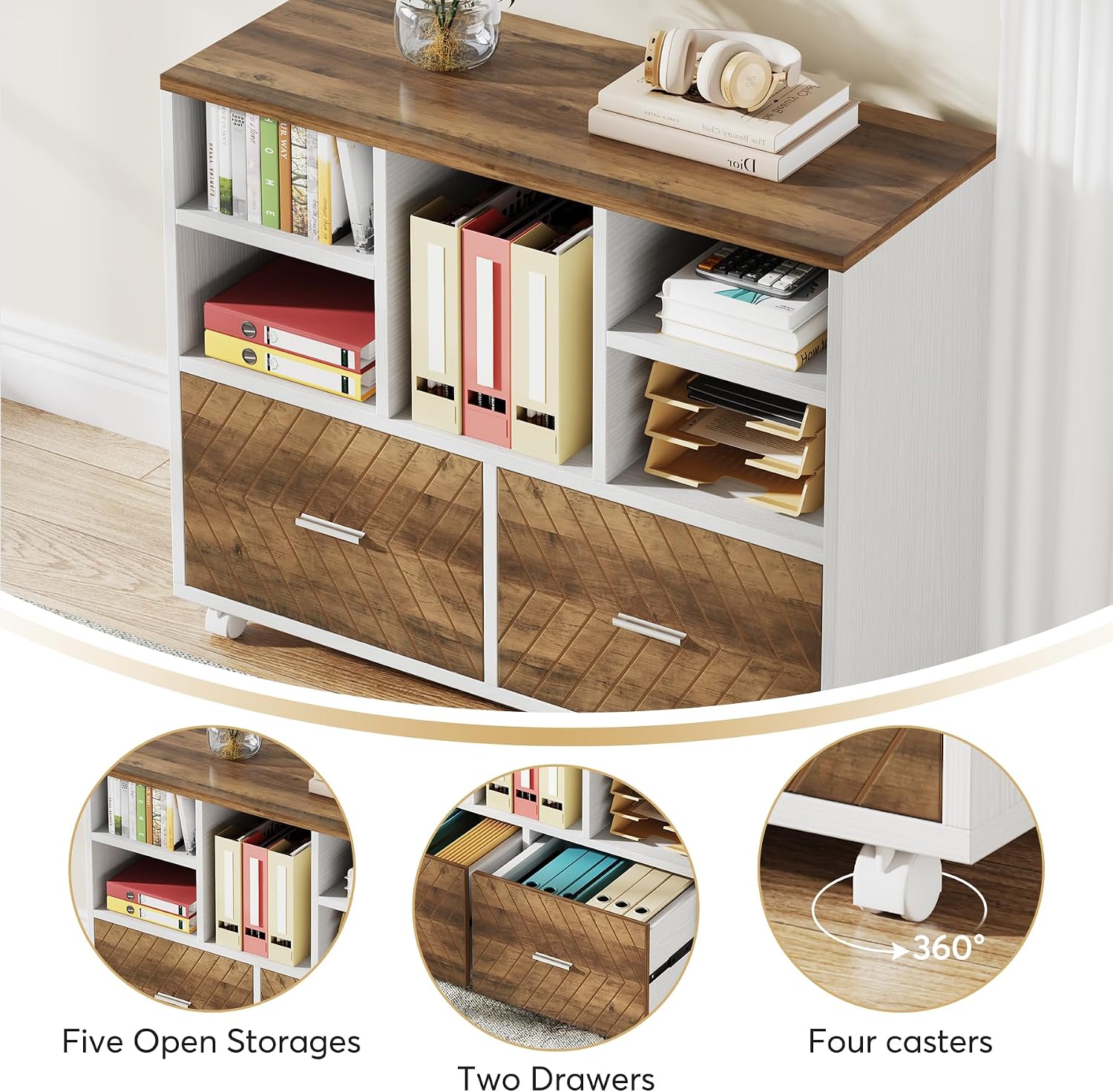 2-Drawer Wood File Cabinet, Mo - Printer Stand 评论和价格
