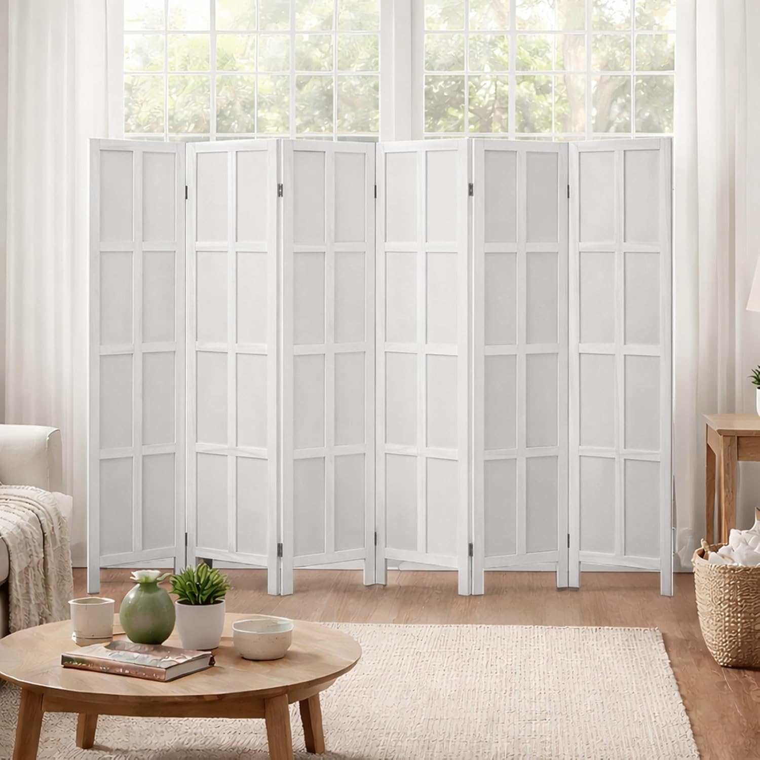 6 Panel Wood Room Divider and  - Partition Screen Divider 评论和价格