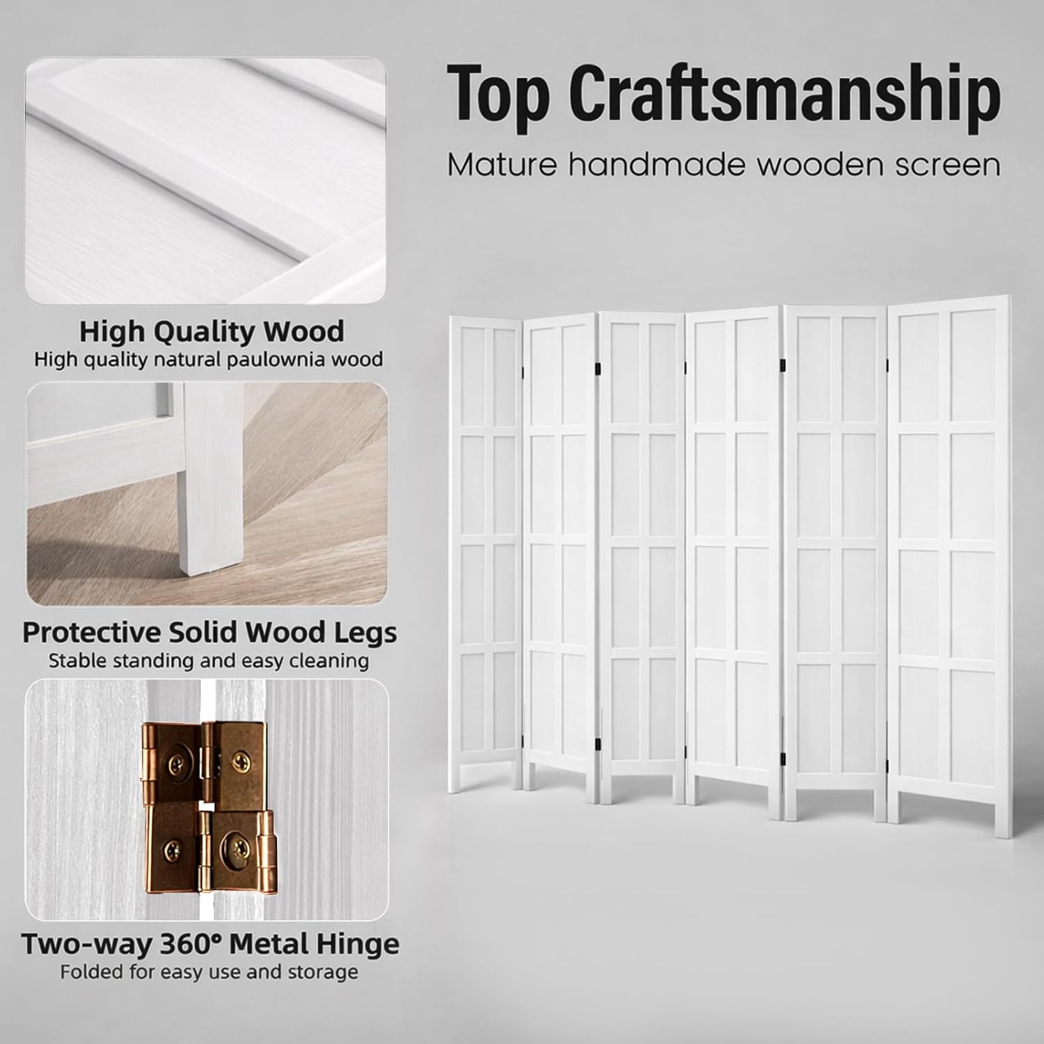6 Panel Wood Room Divider and  - Partition Screen Divider 评论和价格