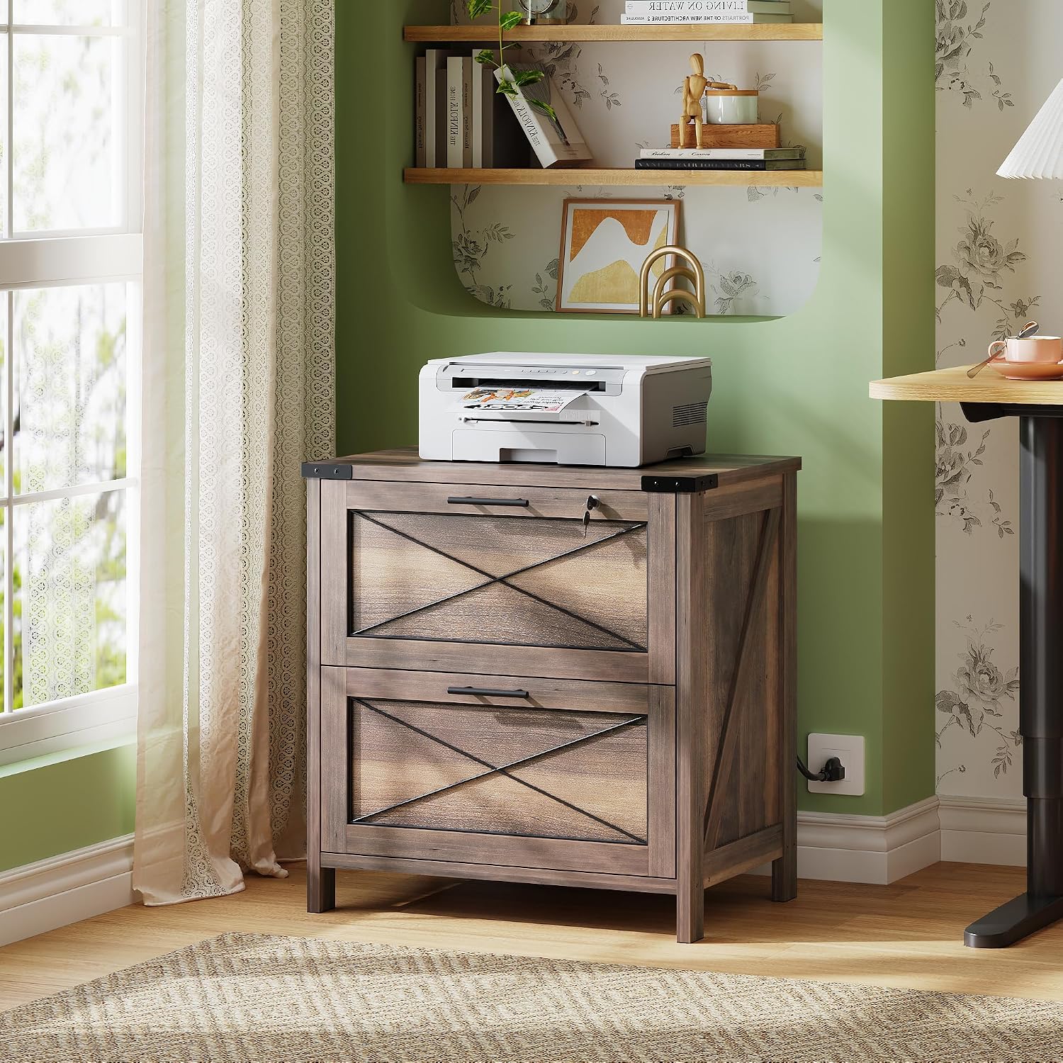 Wood Lateral File Cabinet, 2 D - Printer Stand 评论和价格