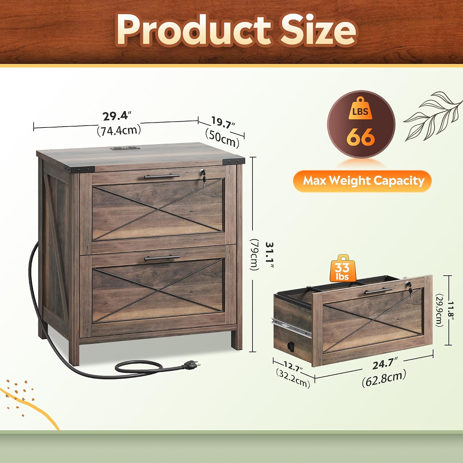 Wood Lateral File Cabinet, 2 D - Printer Stand 评论和价格