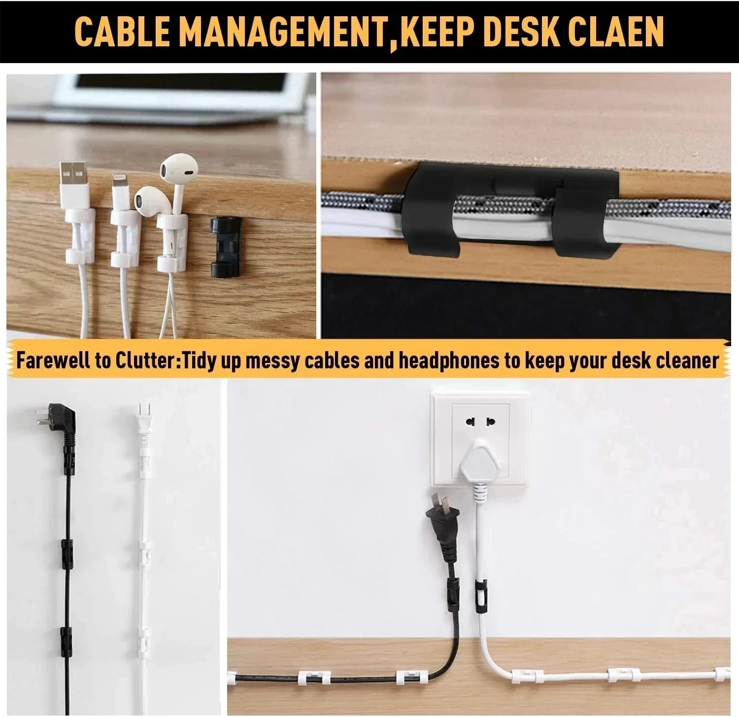 Cable Clips Organizer Drop Wir - Desk Organizer 评论和价格