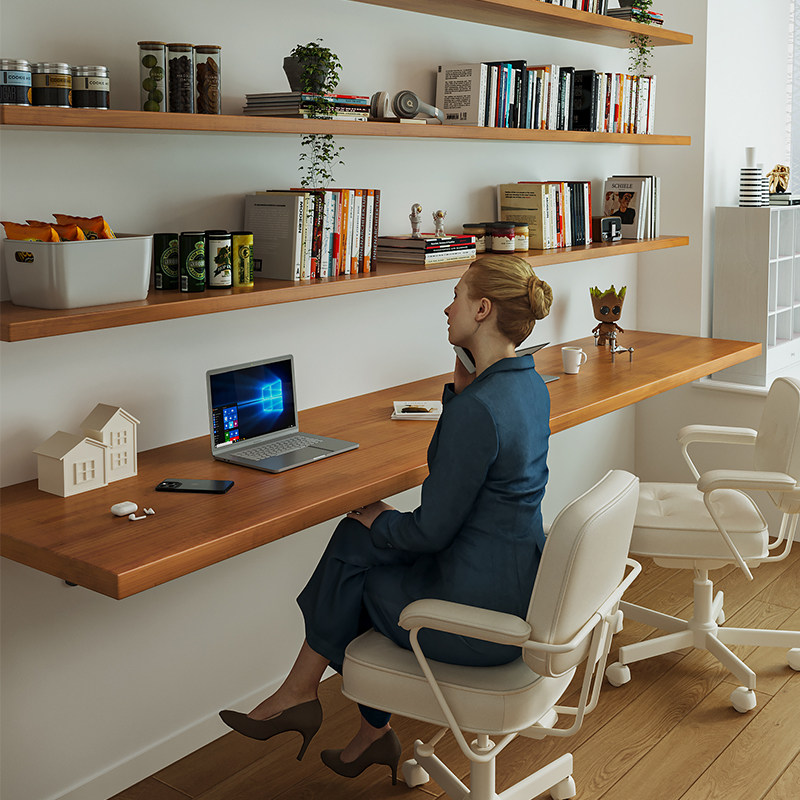 Nordic Solid Wood Desk with Bo - Bookshelf 评论和价格