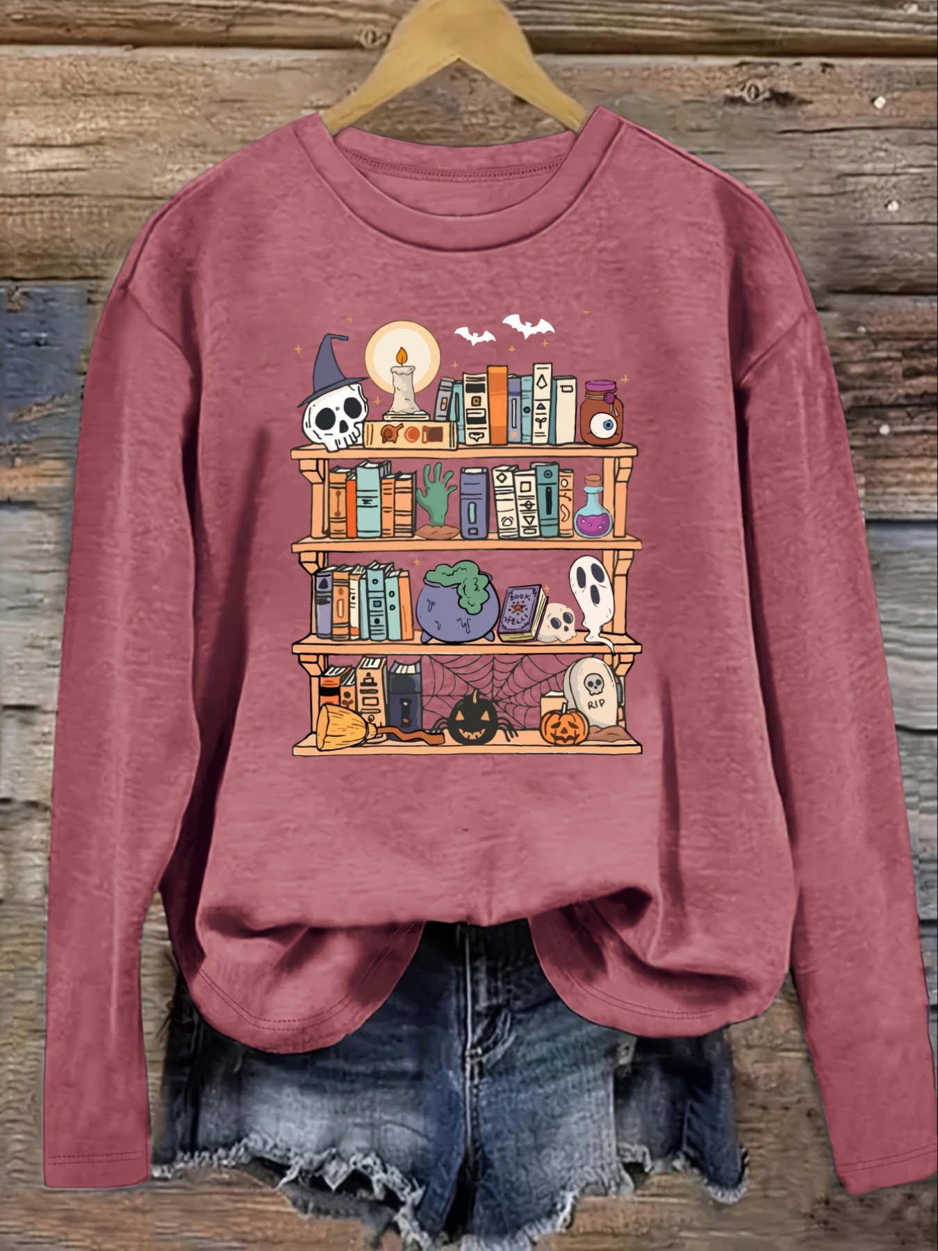 Women's Casual Long Sleeve Cre - Bookshelf 评论和价格
