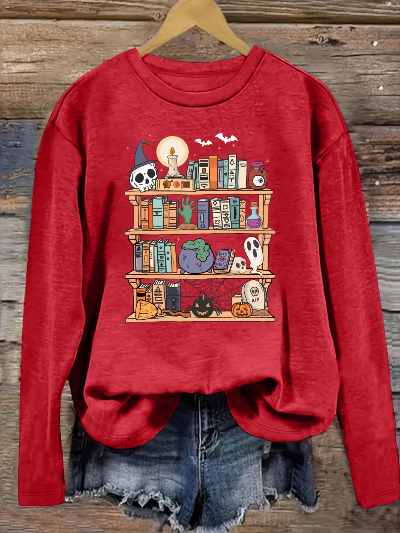 Women's Casual Long Sleeve Cre - Bookshelf 评论和价格