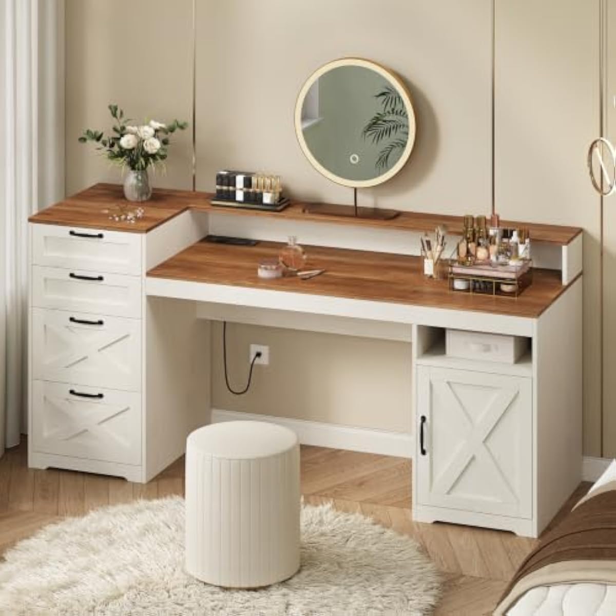 63 inch rustic white engineere - Printer Stand 评论和价格