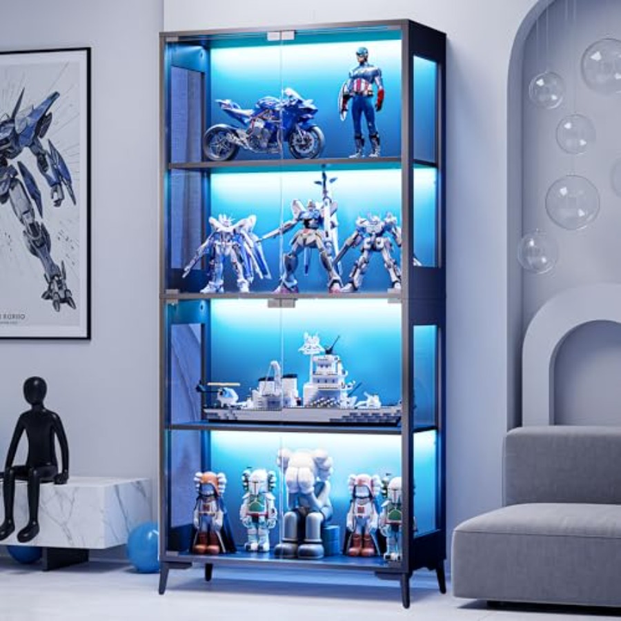 Glass display cabinet with doo - Bookshelf 评论和价格