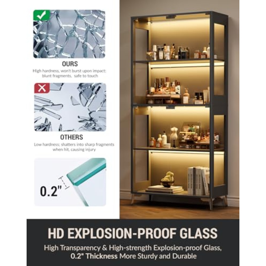 Glass display cabinet with doo - Bookshelf 评论和价格