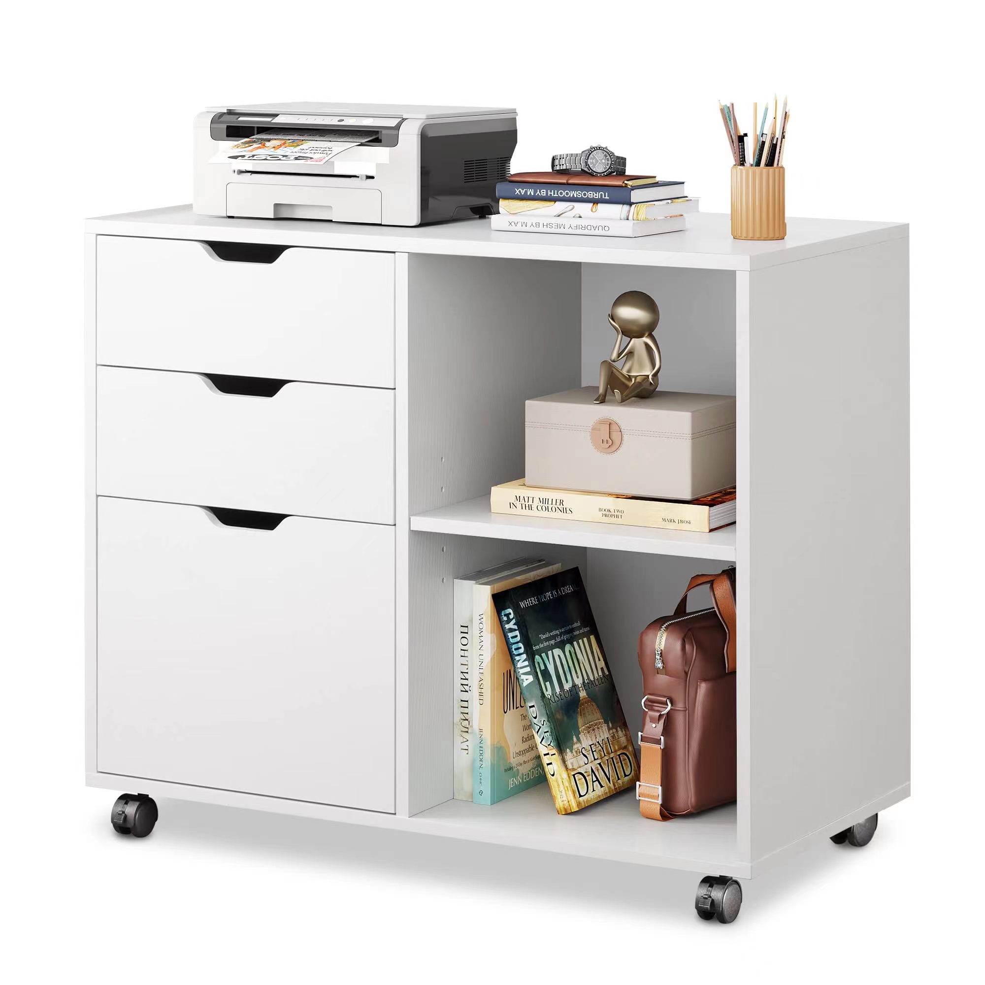 3-Drawer Wood File Cabinet, Mo - Printer Stand 评论和价格