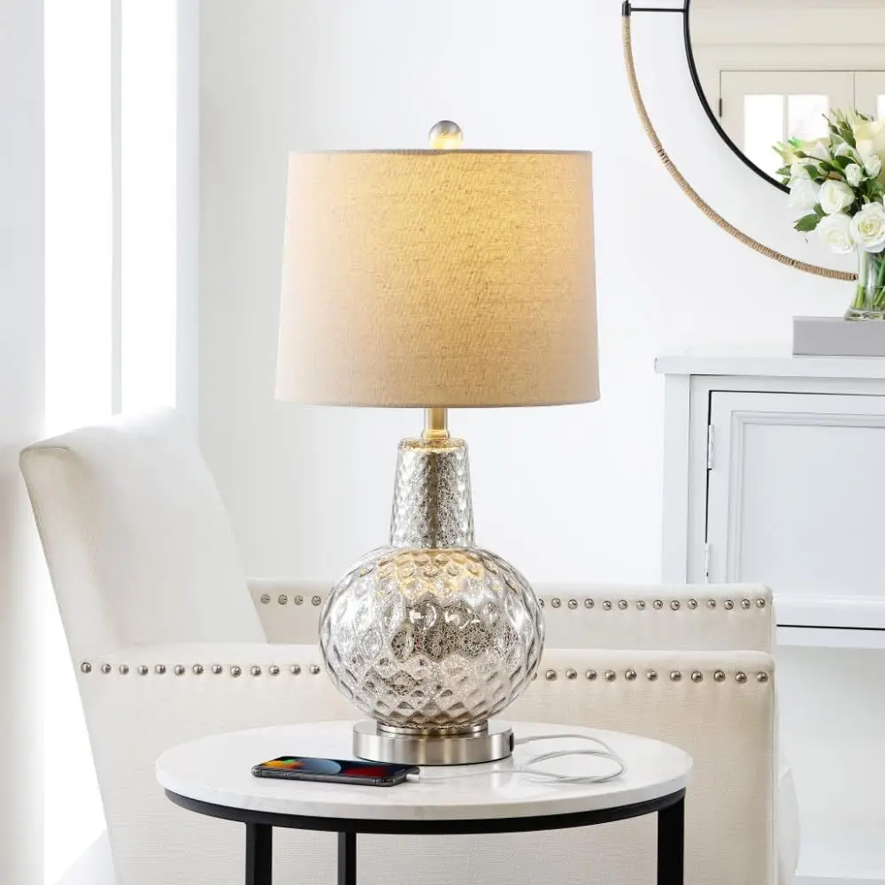 24-inch Silver/Ivory Shade LED - Desk Lamp 评论和价格